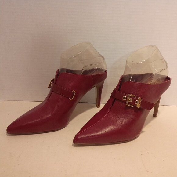 VINCE CAMUTO VP-Maskelynn Sz 7.5US/39EU Maroon Leather Pointy Toe High Heel Mule - Picture 2 of 14